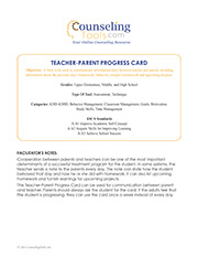 Teacher-Parent Progress Card
